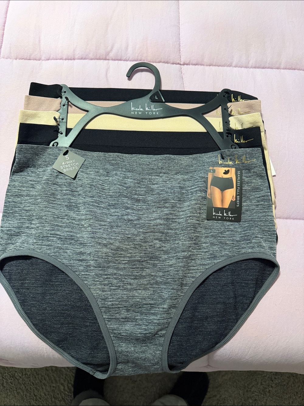 Nicole Miller Womens Briefs 5-Pack - Gray, Black, Beige, Cream, Tan